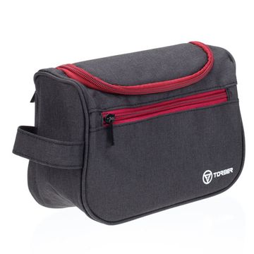 Несессер Torber, дорожный, чёрный/бордовый, полиэстер 300D ткань катионик, 24 х 16 х 9 см
