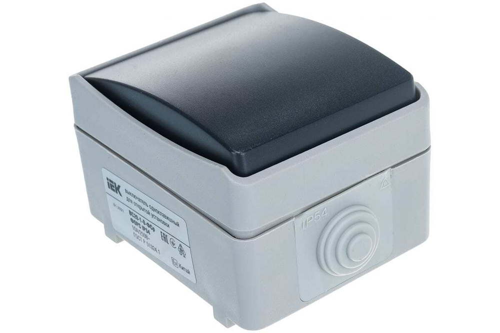 Выключатель 1-клавишный для открытой установки ВС20-1-0-ФСр ФОРС IP54 IEK