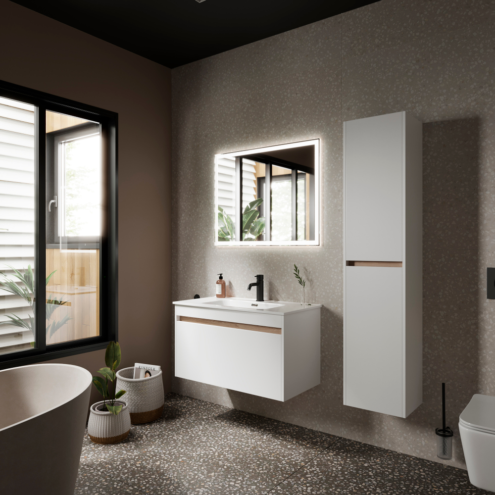 Тумба с раковиной Sancos Smart, 89 см., эмаль белый, SM90W