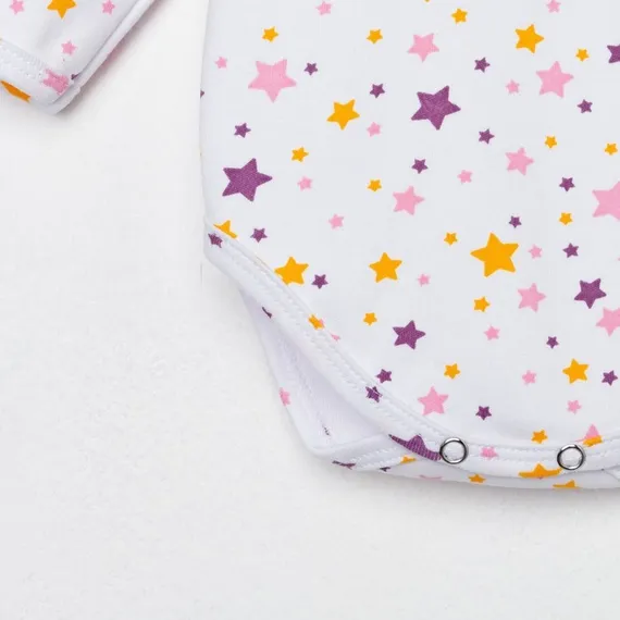 Боди детский, цвет белый/сиреневый, рост 62 см