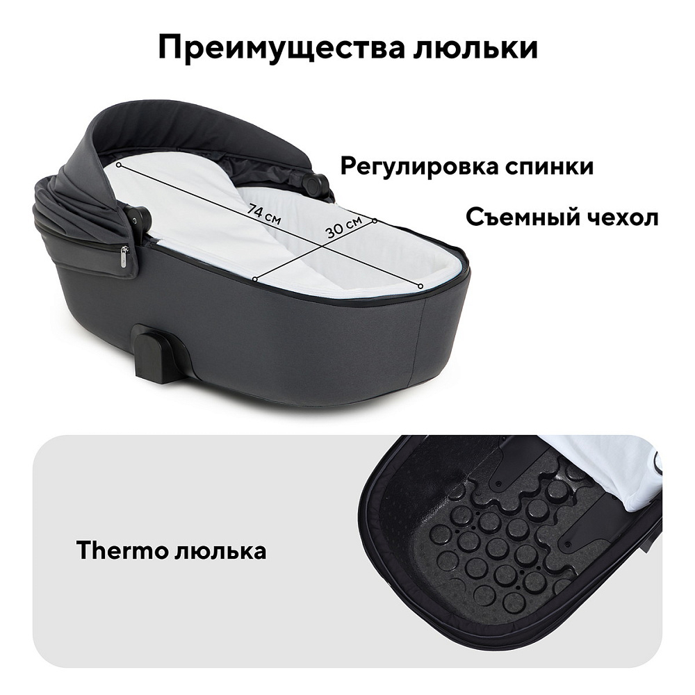 Детская коляска Rant Teo Soft 3 в 1 с автокреслом Miro Black Graphite