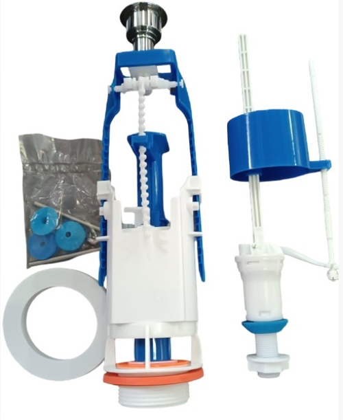 Арматура для бачка с двухрежим. выпуском Nova. С ниж.клап.1/2". хром.кнопка. нерж.крепл.