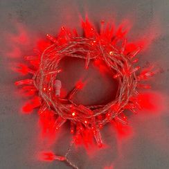 Светодиодная гирлянда с колпачком 100 красных LED ламп 10 м., 24В., прозрачный провод ПВХ, IP65, LTC (PST100CAP-10-1R)