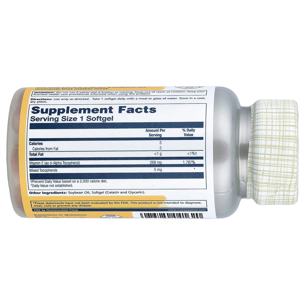 Solaray, витамин E, 50 капсул