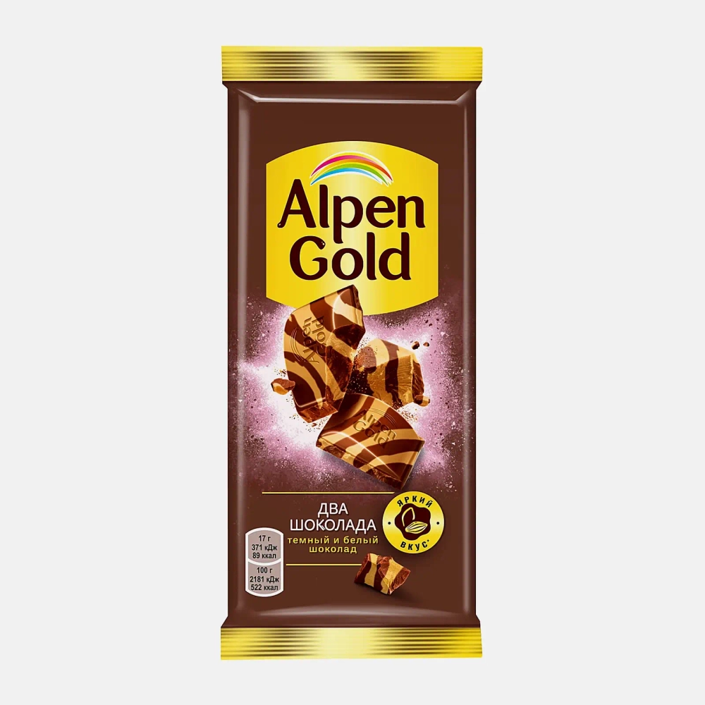 Шоколад Alpen Gold Два шоколада темный и белый 80г