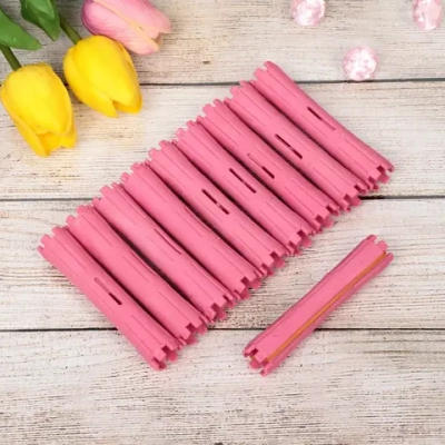 Бигуди пластмассовые-коклюшки 10шт d-1.8см «KUDRI», цвет розовый, (прозрачный пакет с подвесом)