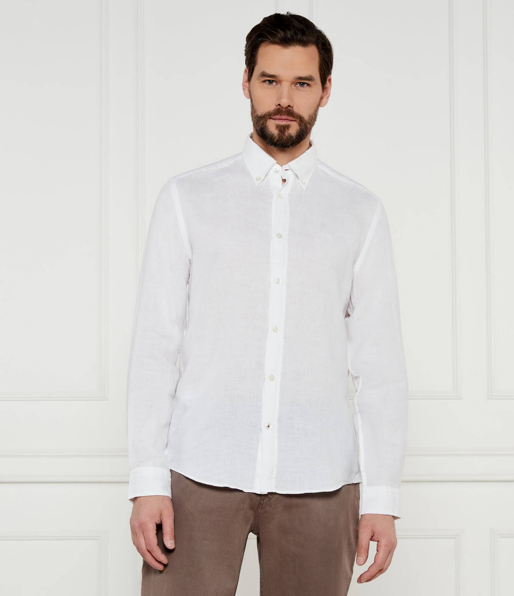 Льняная рубашка H-LIAM-BD-E-C1-243 BOSS BLACK - белый(50522592)