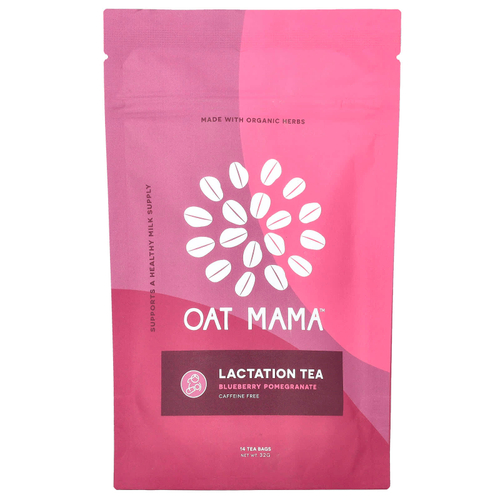 Oat Mama, Lactation Tea, голубика и гранат, без кофеина, 14 чайных пакетиков, 32 г