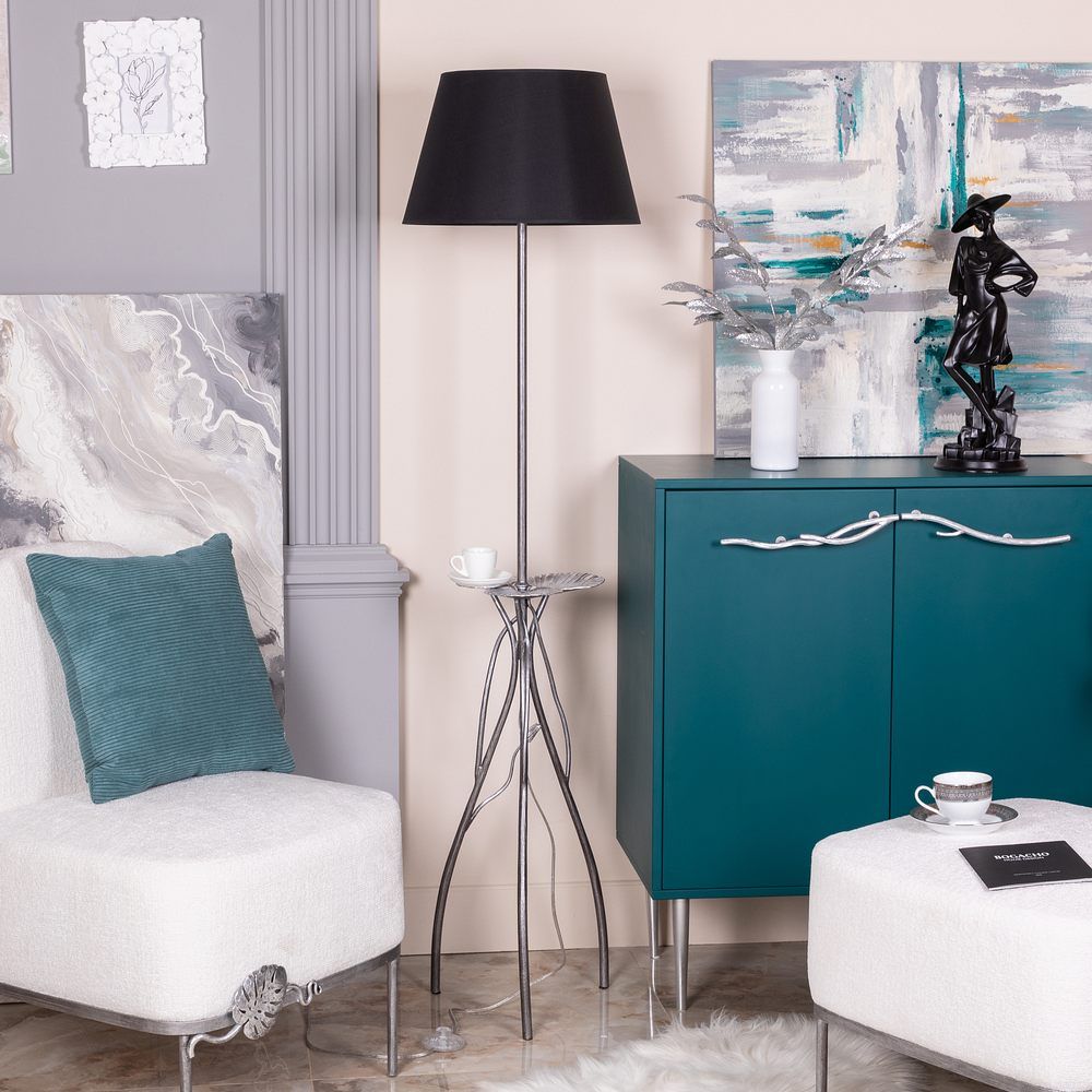 Светильник напольный торшер Нимфея с абажуром Сити-2 Черный