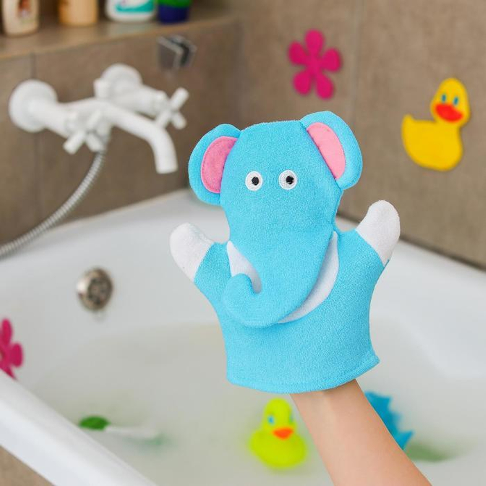 Мочалка-варежка детская 22 см "Слоник" 4097981