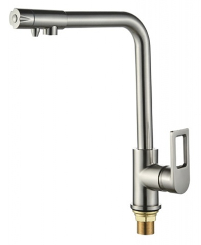 15008-G Смес. для кухни под фильт. выс. Г-обр. (САТИН) ViEiR (10/1шт)