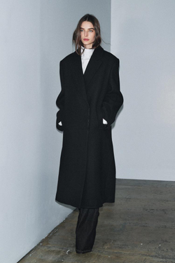 ZARA ПАЛЬТО ИЗ СМЕСОВОЙ ШЕРСТИ — ZW COLLECTION, ЧЕРНЫЙ