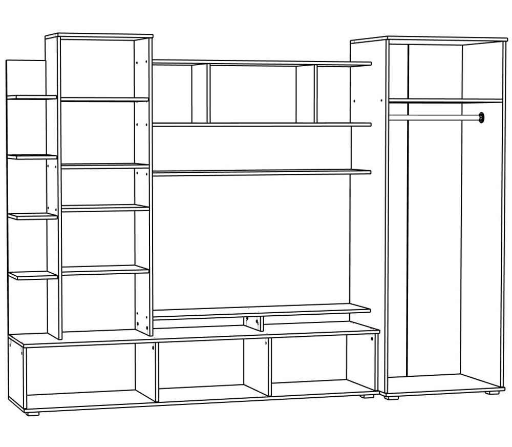 Гостиная Дакота Дуб Молочный 8622 / Венге 0854 253*52*184 см, Дуб Молочный, Венге   Фиеста