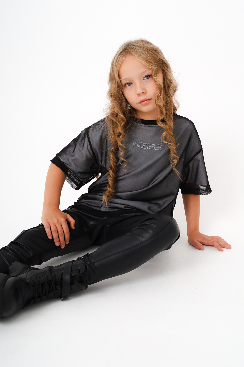 Футболка с сеткой оверсайз, белая