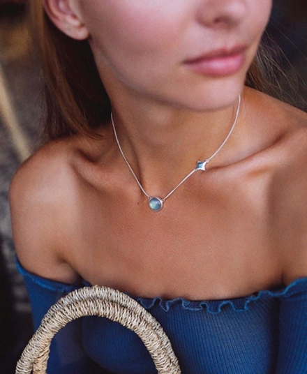 Колье «Трилистник» с лабрадоритом