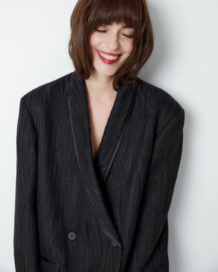 Жакет двубортный из хлопка и шелка Стелла Маккартни черный