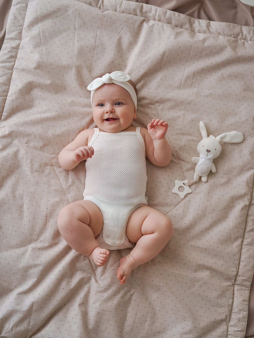 Комплект боди "Молоко/Жемчуг" из ажурного хлопка для девочек 0+