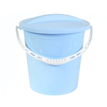 Ведро пластиковое с крышкой 14 л, голубой / белый