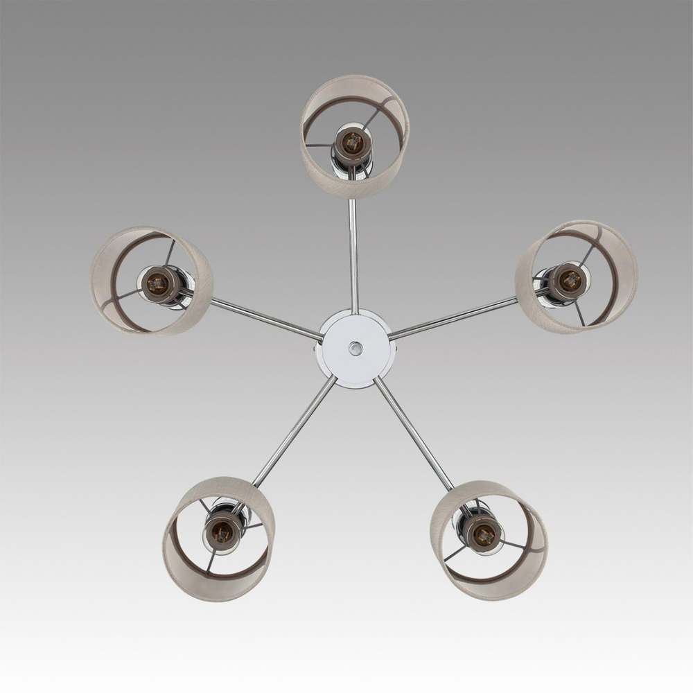 6585/5 MODERNI LN26 060 хром/бежевый, металл/текстиль, стекло Люстра подвесная E14 5*40W 220V ARNIKA