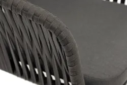 "Бордо" стул плетеный из роупа, каркас алюминий темно-серый (RAL7024) муар, роуп серый 15мм, ткань серая 017