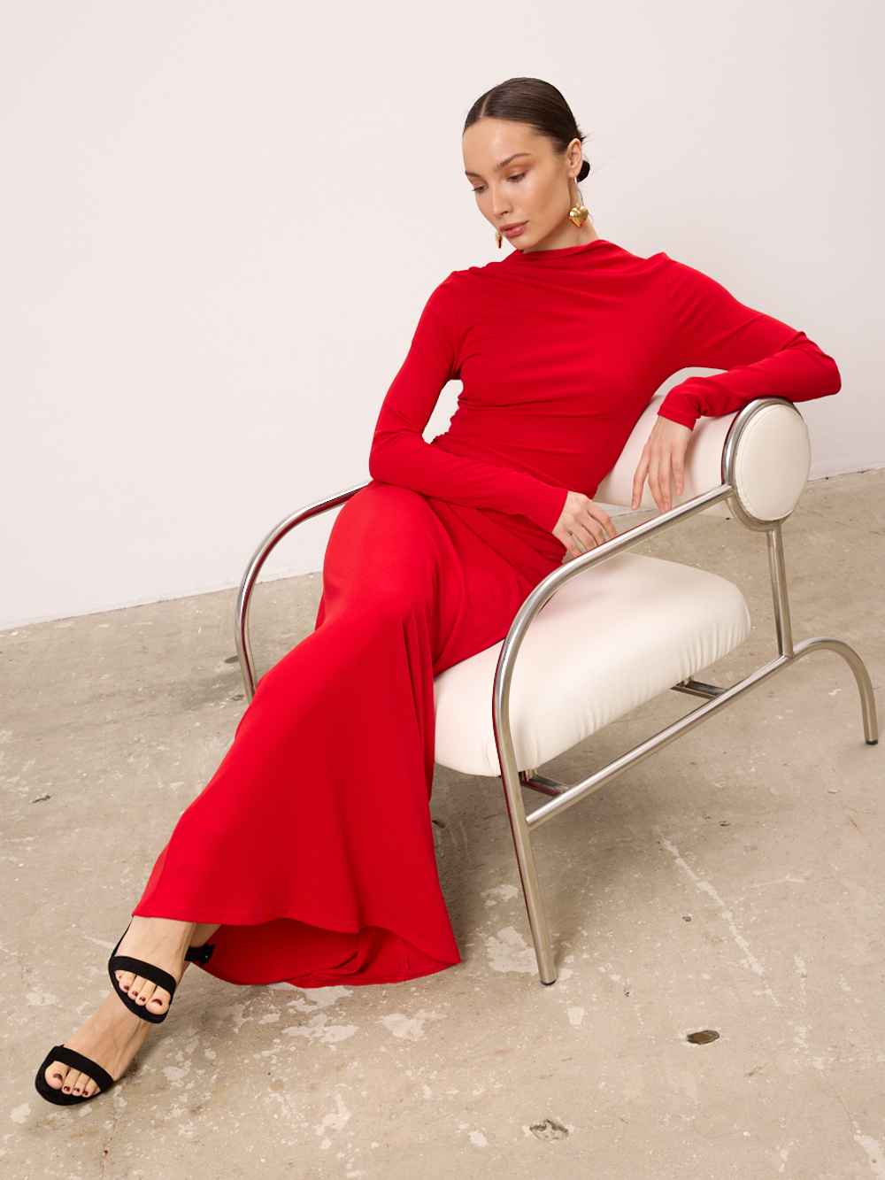 Платье вечернее праздничное длинное с драпировкой