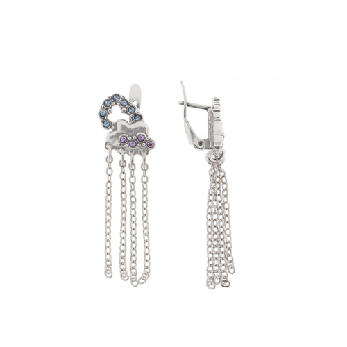 "Тучка" серьги в серебряном покрытии из коллекции "Волшебная сказка" от Jenavi с английским замком