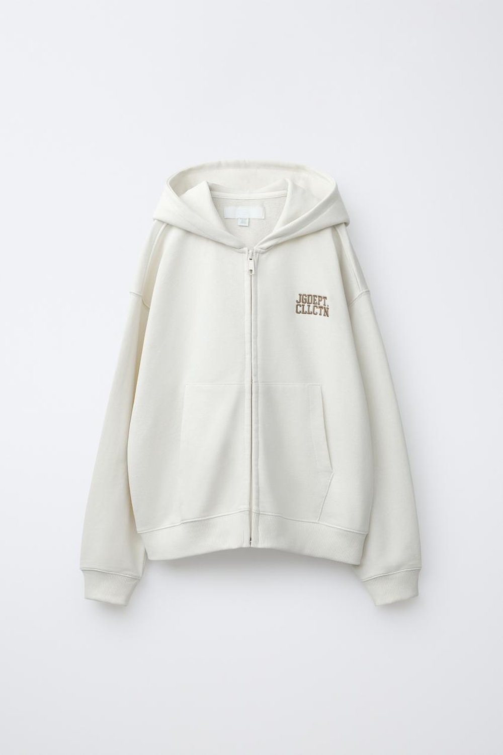 ZARA ТОЛСТОВКА НА МОЛНИИ JOGGING, ЭКРЮ