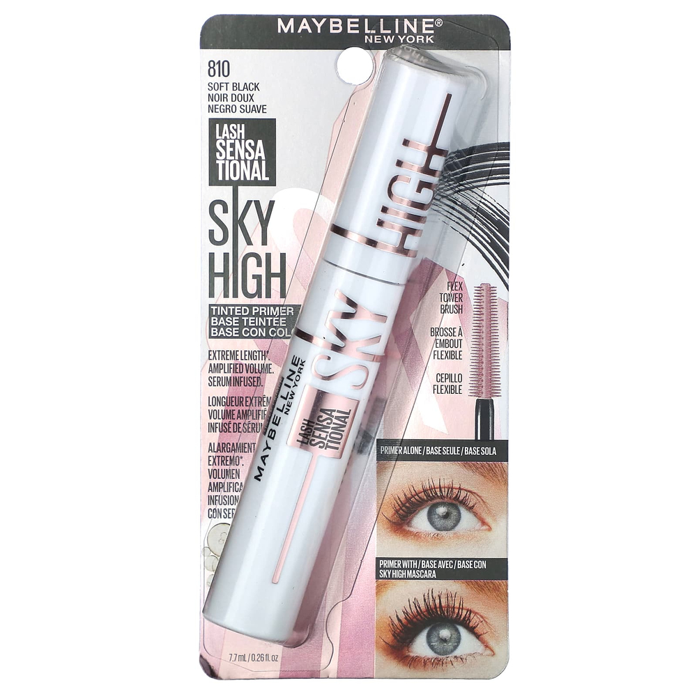Maybelline, Тонирующий праймер для ресниц Lash Sensational, Sky High, 810 Soft Black, 7,7 мл (0,26 жидк. унц.)