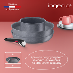 Набор посуды со съемной ручкой Tefal Ingenio Natural Force 7 предметов 16/26/26 см L3969072