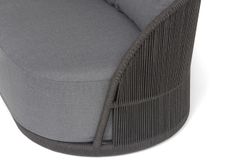 "Монтелла" диван 3-местный плетеный из роупа, каркас алюминий темно-серый (RAL7024) муар, роуп темно-серый круглый, ткань темно-серая 027