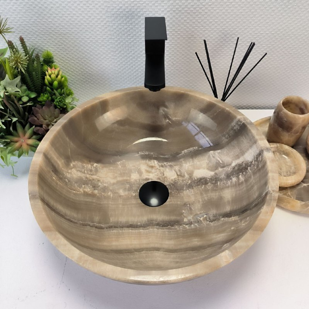 Раковина из оникса Bowl Grey TinLip BO-63003 45*45*15 43