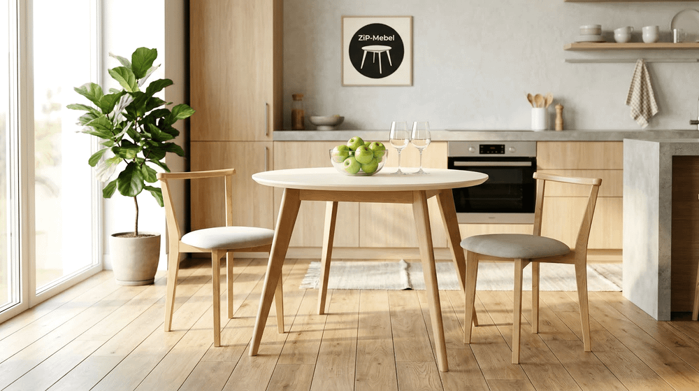 Стол Zip-mebel Сканди К 100, Натуральное дерево/Слоновая кость