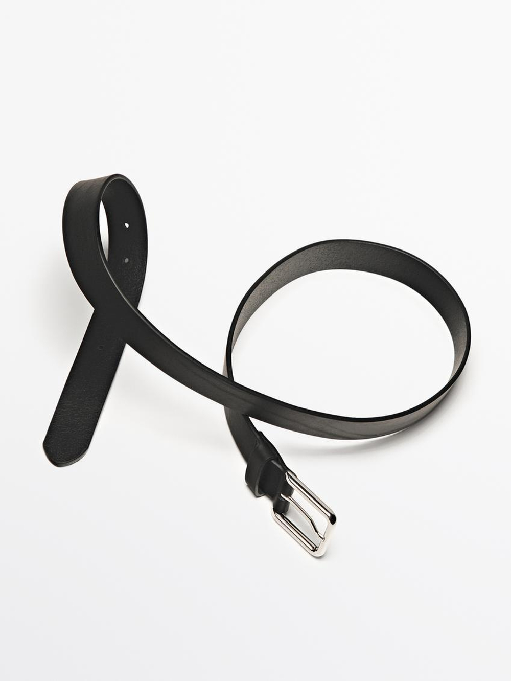 Massimo Dutti Ремень из мягкой кожи наппа, черный