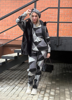 Брюки со стрелкой + Лонг + кушак / чб