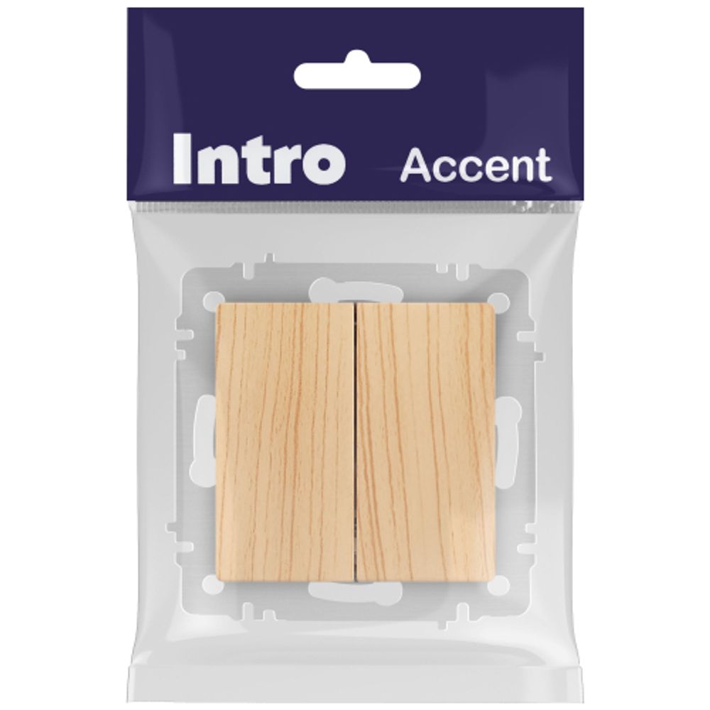 Выключатель Intro Accent 6-104-11 двойной, 10А-250В, IP20, СУ, AL/CU, сосна