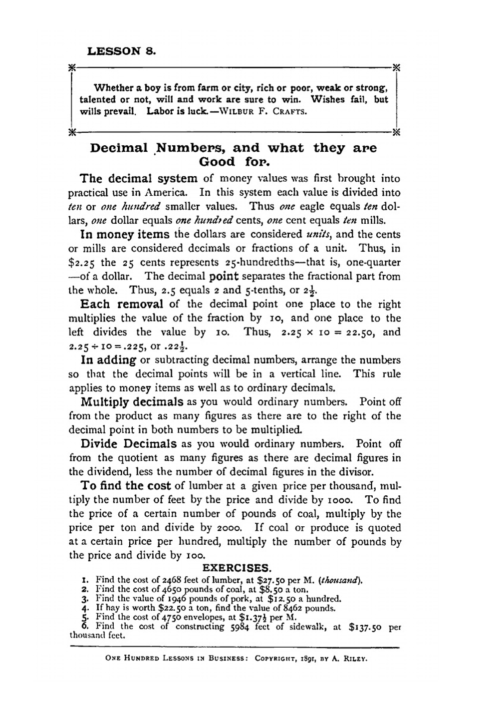 One hundred lessons in business | Eaton Seymour