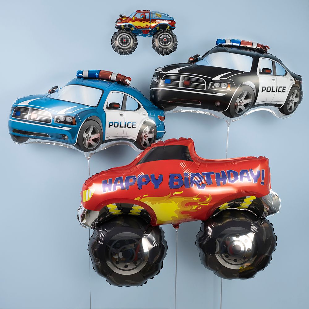 Шар (28''/71 см) Фигура, Полицейская машина, Черный, 1 шт.