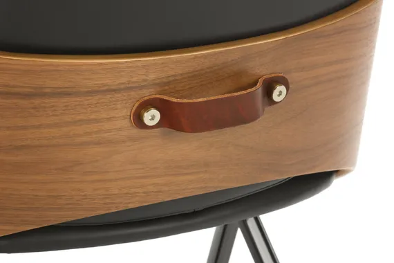 Обеденный стул Dune, черная экокожа, спинка орех