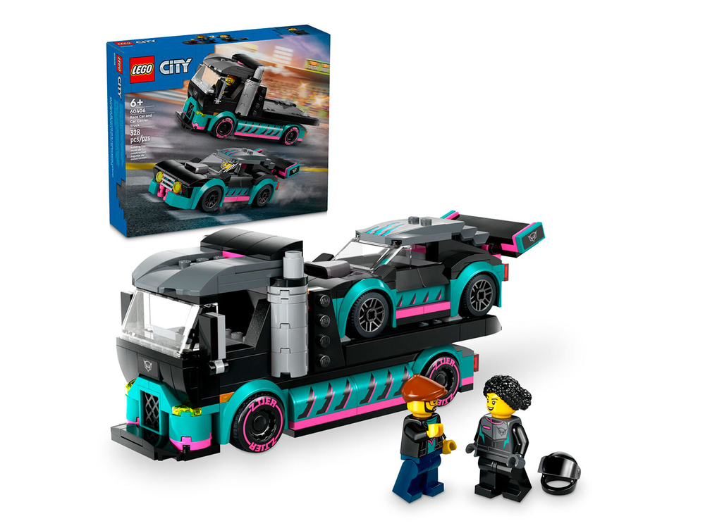 LEGO City 60406 «Гоночный автомобиль и автовоз» — доставка болида к старту