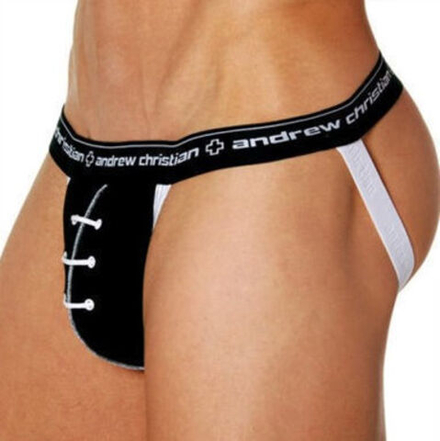 Мужские трусы джоки Andrew Christian Black Football Jockstrap AC02