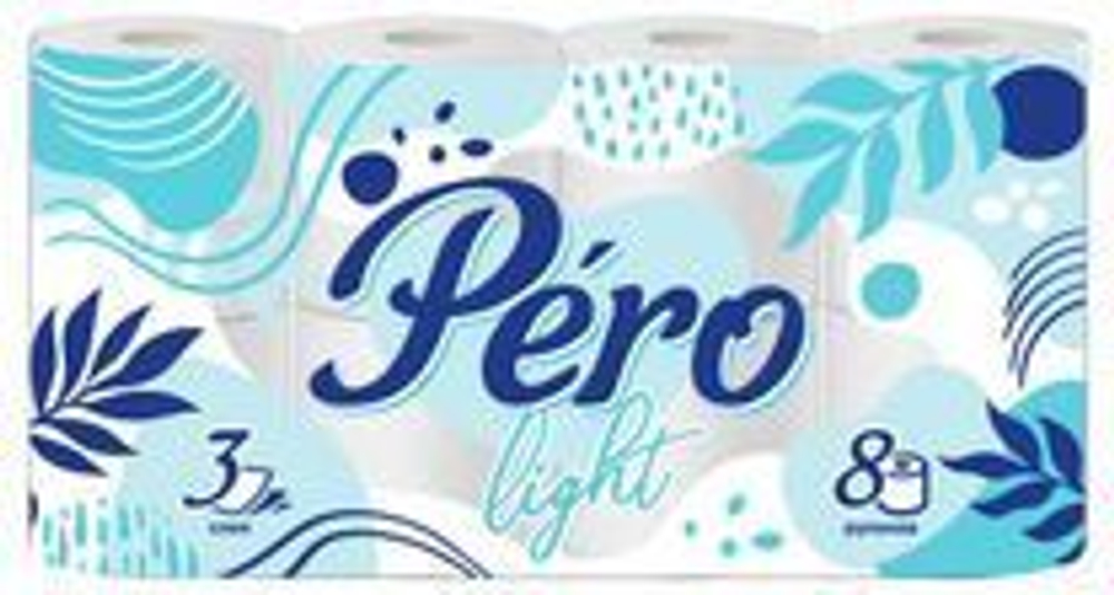 Туалетная бумага Pero Light 3сл 8рул, белый цв.