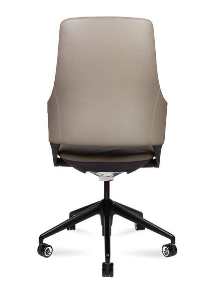 Кресло офисное Норден / Хан LB / Han LB / серая кожа / черная алюминиевая база