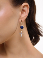 Серьги "Royal love cross blue" Gold