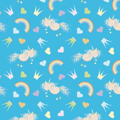 Единорог радуга корона сердце голубой