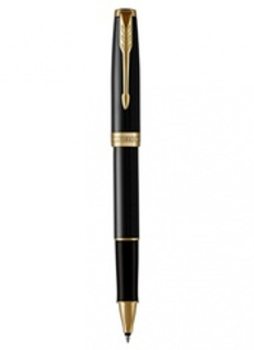 Ручка-роллер Parker Sonnet Black Lacquer GT, стержень: F, цвет чернил: black, в подарочной упаковке