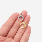 Подвеска "Лунница", 14*12мм, фианиты, родирование