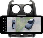 Магнитола для Renault Duster 1 2015-2020, Lada Largus 2021+ (мультируль/джойстик, рамка большая матовая) - Teyes LUX ONE 360 монитор 12.3" 2K QLED на Android 10, 6+128Гб, CarPlay, 4G SIM-слот, 4 камеры в комплекте