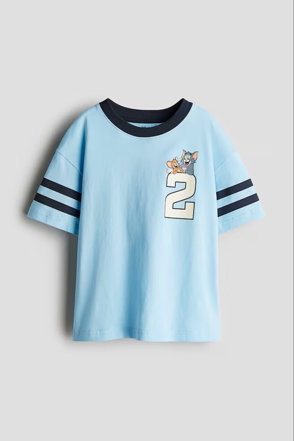 H&M Хлопковая футболка с принтом, голубой