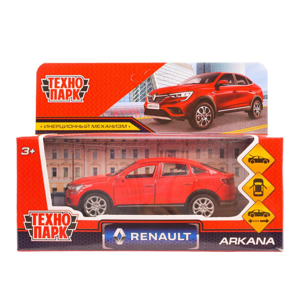 Модель ин. мет. "Renault Arkana" 12см, открыв. дв, багаж, красный, в коробка ARKANA-12-RD (Технопарк)