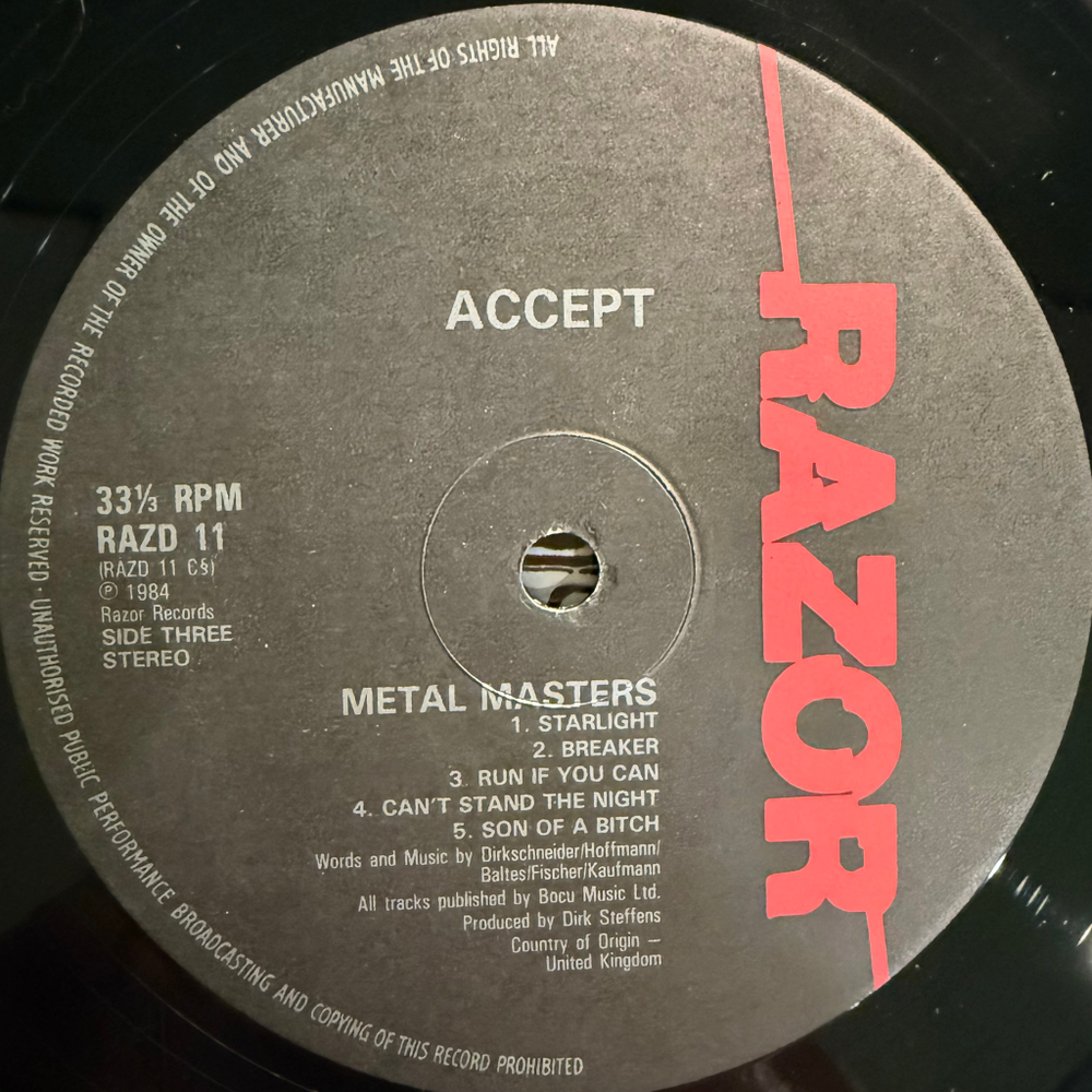 Accept ‎– Metal Masters 2LP (Англия 1984г.)